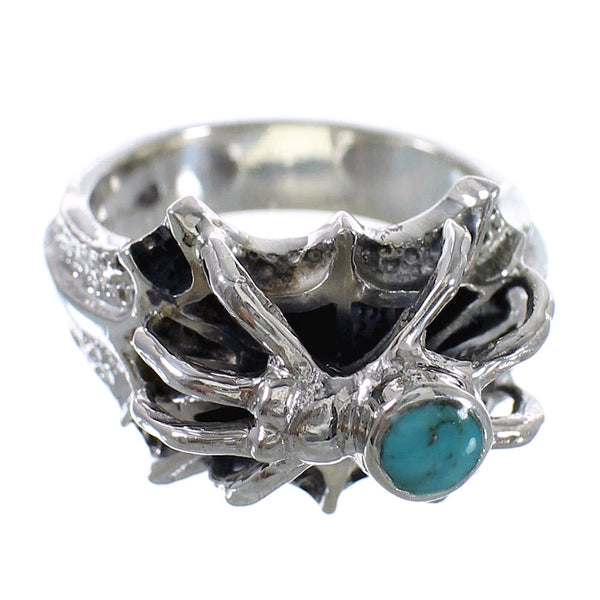 Turquoise Authentic Sterling Silver Spider Jewelry Ring Size 6-3/4 AX53054